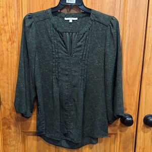 Fun 2 Fun Dark Green Pleated Blouse